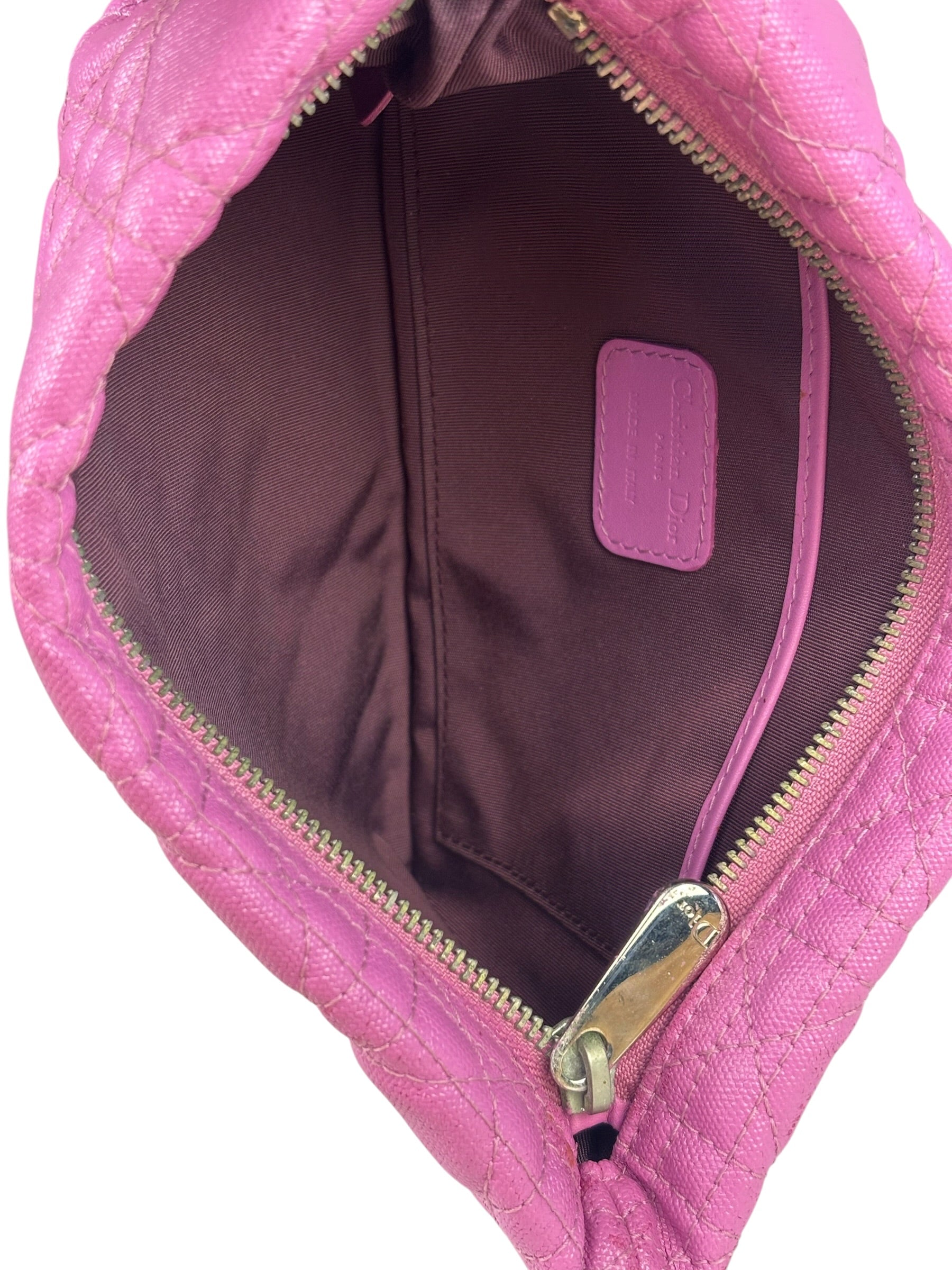 Christian Dior Fuchsia Leather  Flat Pouch