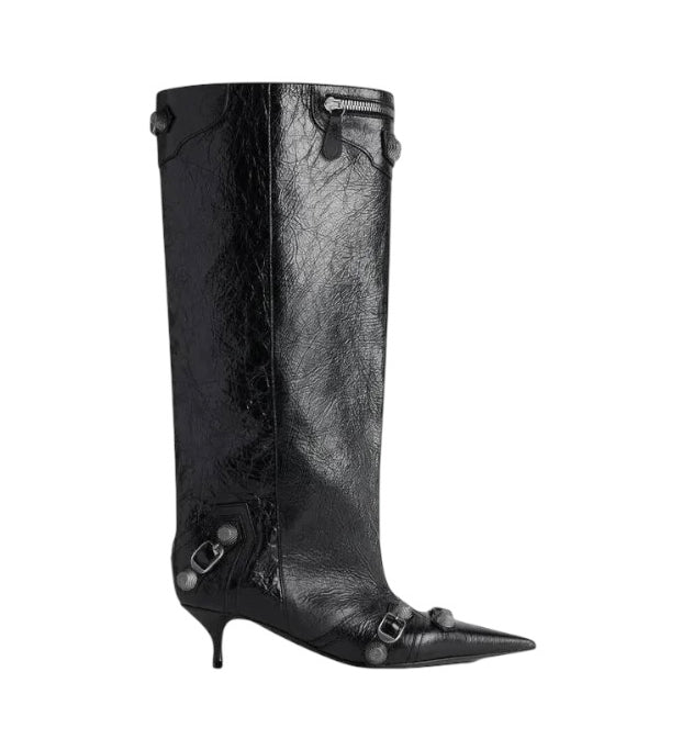 Balenciaga Cagole Leather Knee High Boots