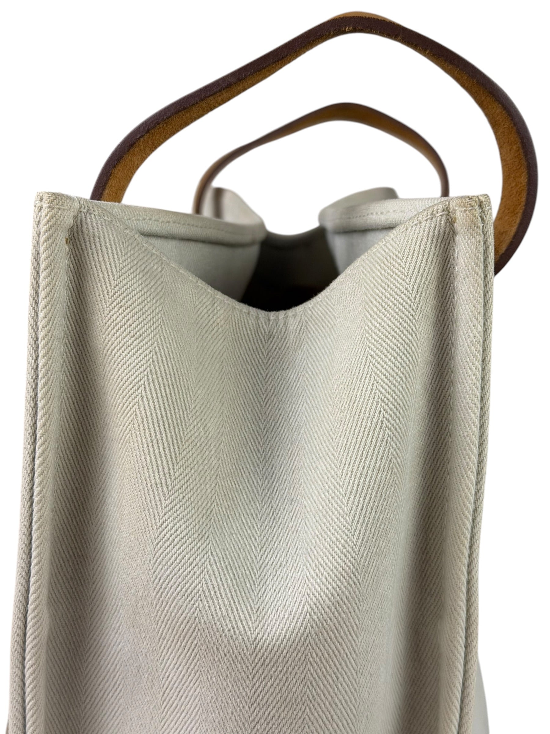 Hermes Beige/Brown Leather Trim Cabalicol Tote