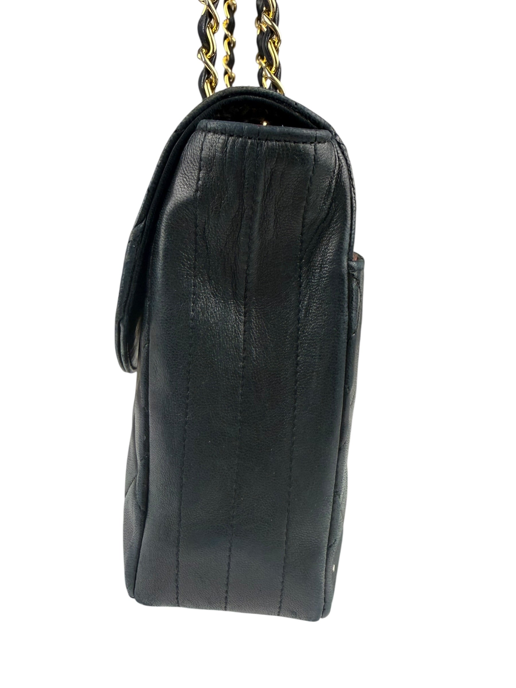 Chanel Black Quilted Lambskin Half Moon Flap 1989