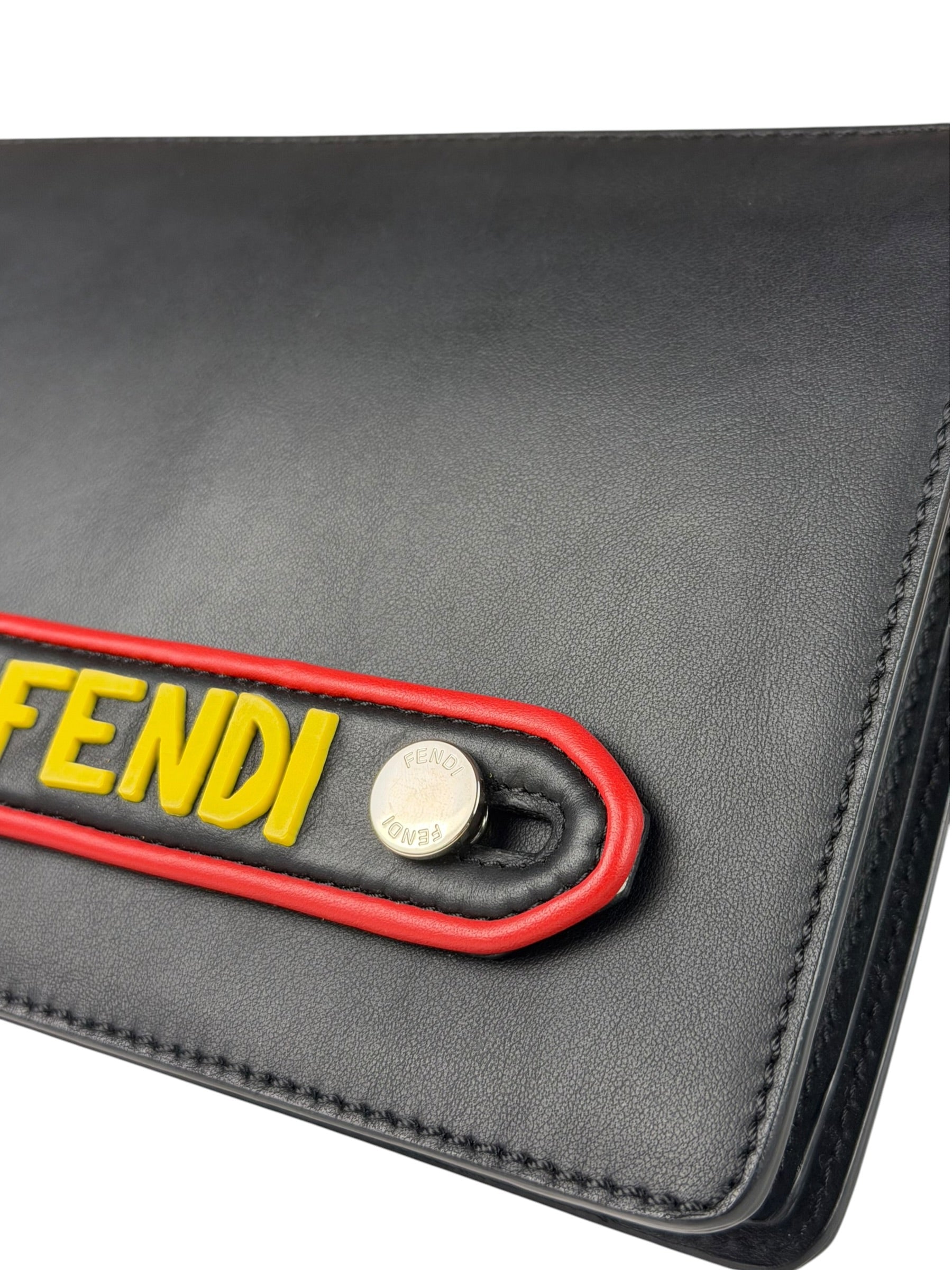 Fendi Black Leather Think Fendi Clutch