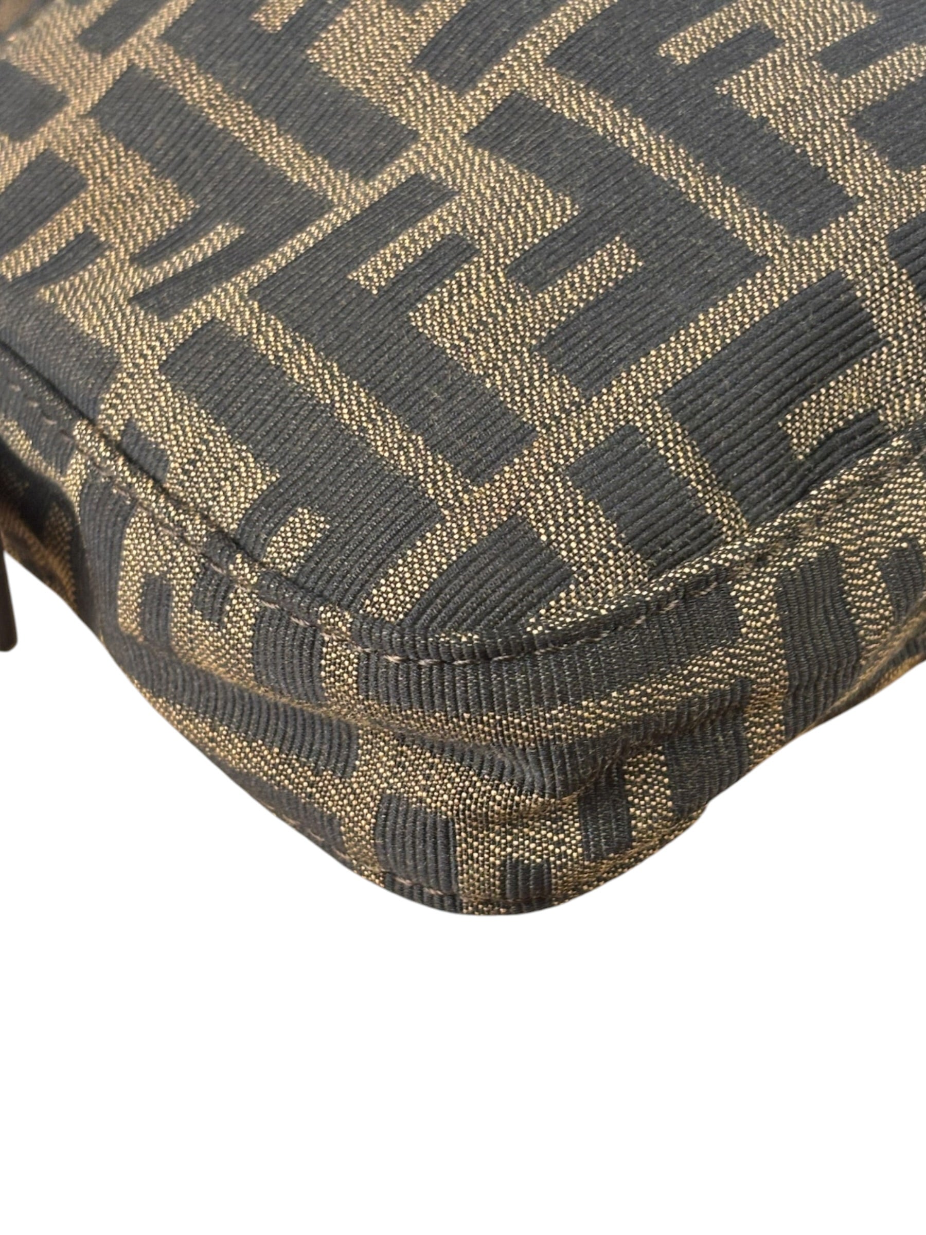 Fendi Brown Leather Trim Baguette