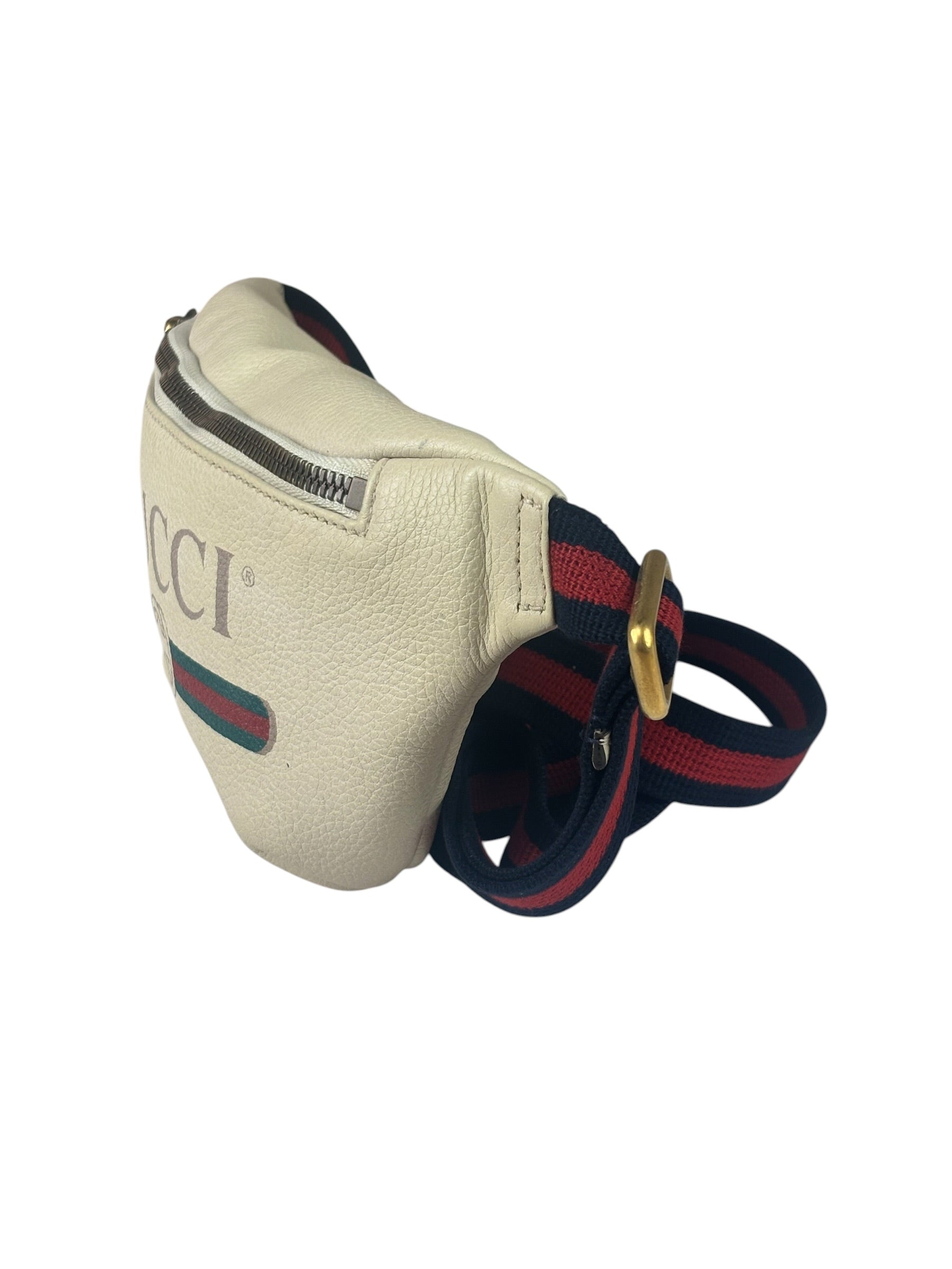 Gucci Cream Leather Print Belt Bag