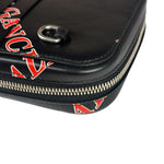 Balenciaga Black Leather Logo Print Phone/Card Holder