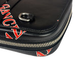 Balenciaga Black Leather Logo Print Phone/Card Holder