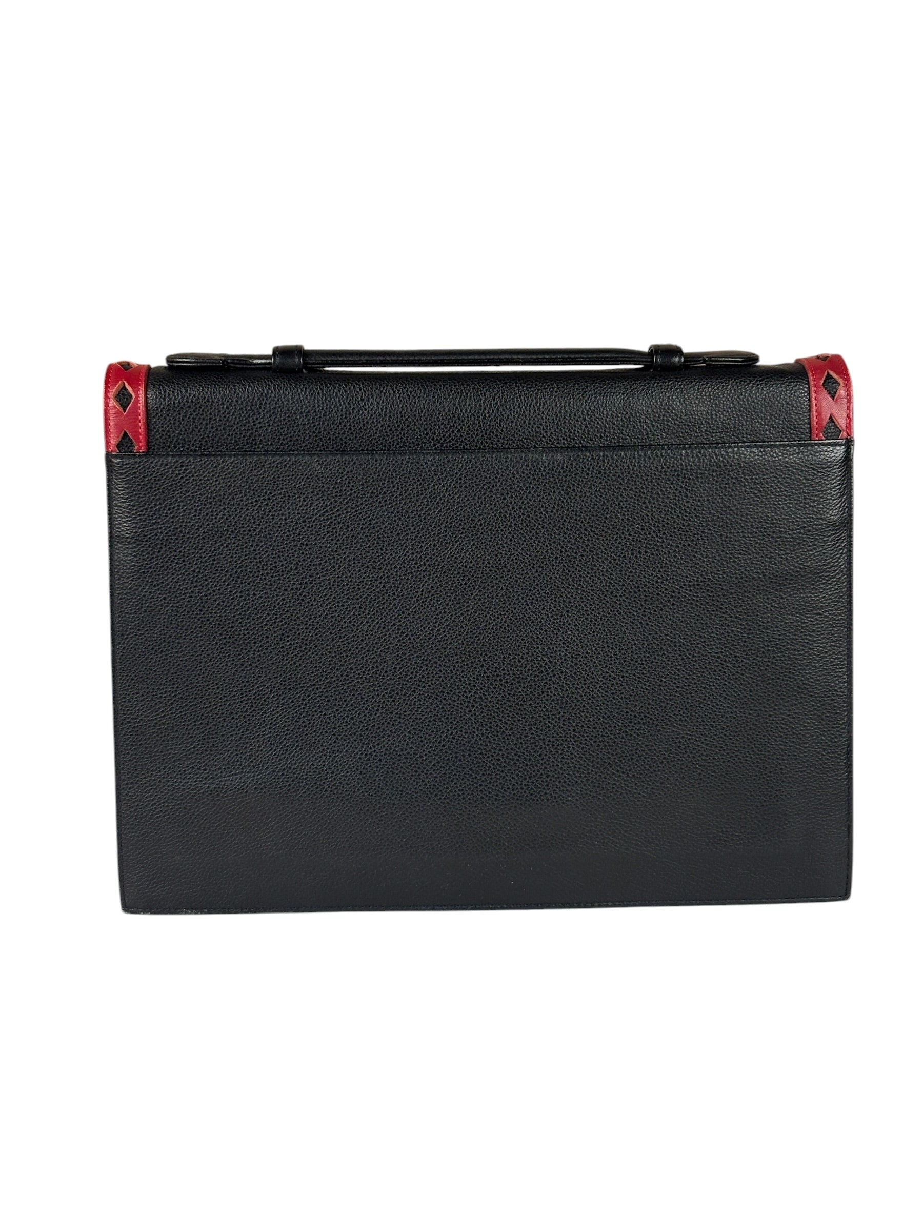Yves Saint Laurent Vintage Black Leather Briefcase Two-Way Bag