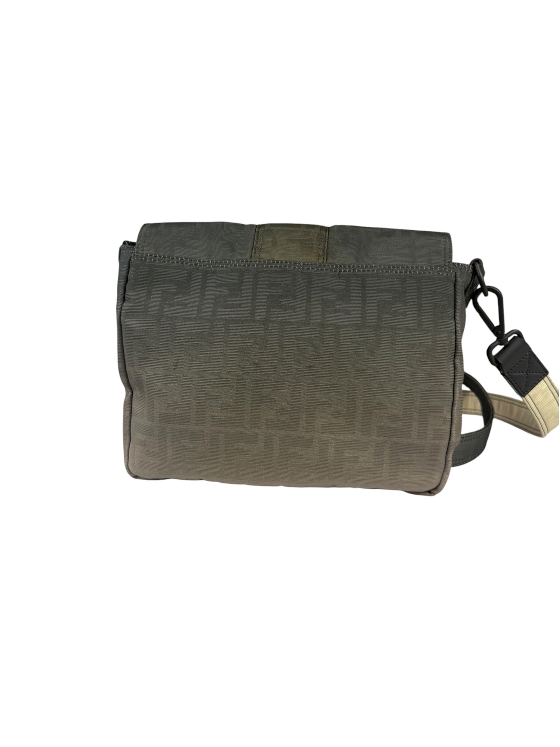 Fendi Vintage Grey Nylon Mamma Baguette Messenger Bag