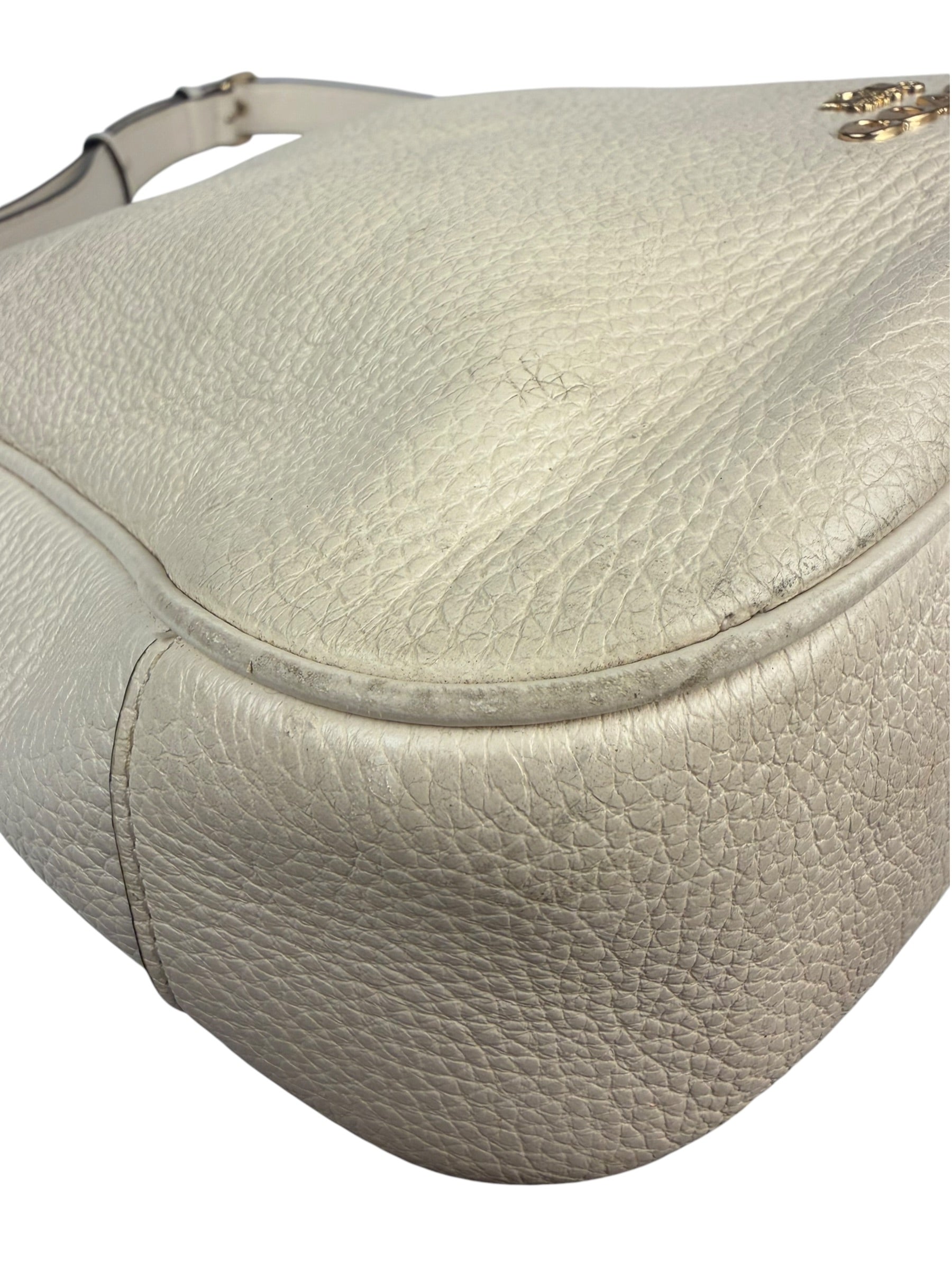 Coach Cream Pebbled Leather Hobo Bag