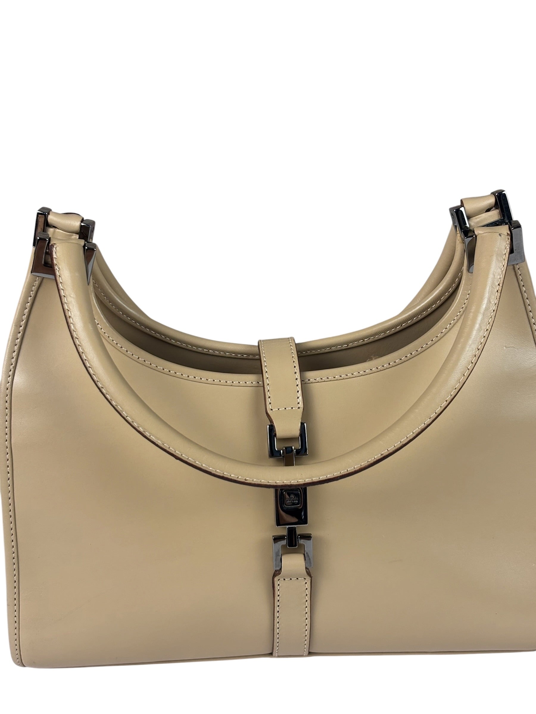 Gucci Beige Leather Piston Lock Jackie Hobo Bag