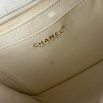 Chanel White Leather Trim Tweed Shoulder Bag 2001