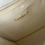 Chanel White Leather Trim Tweed Shoulder Bag 2001