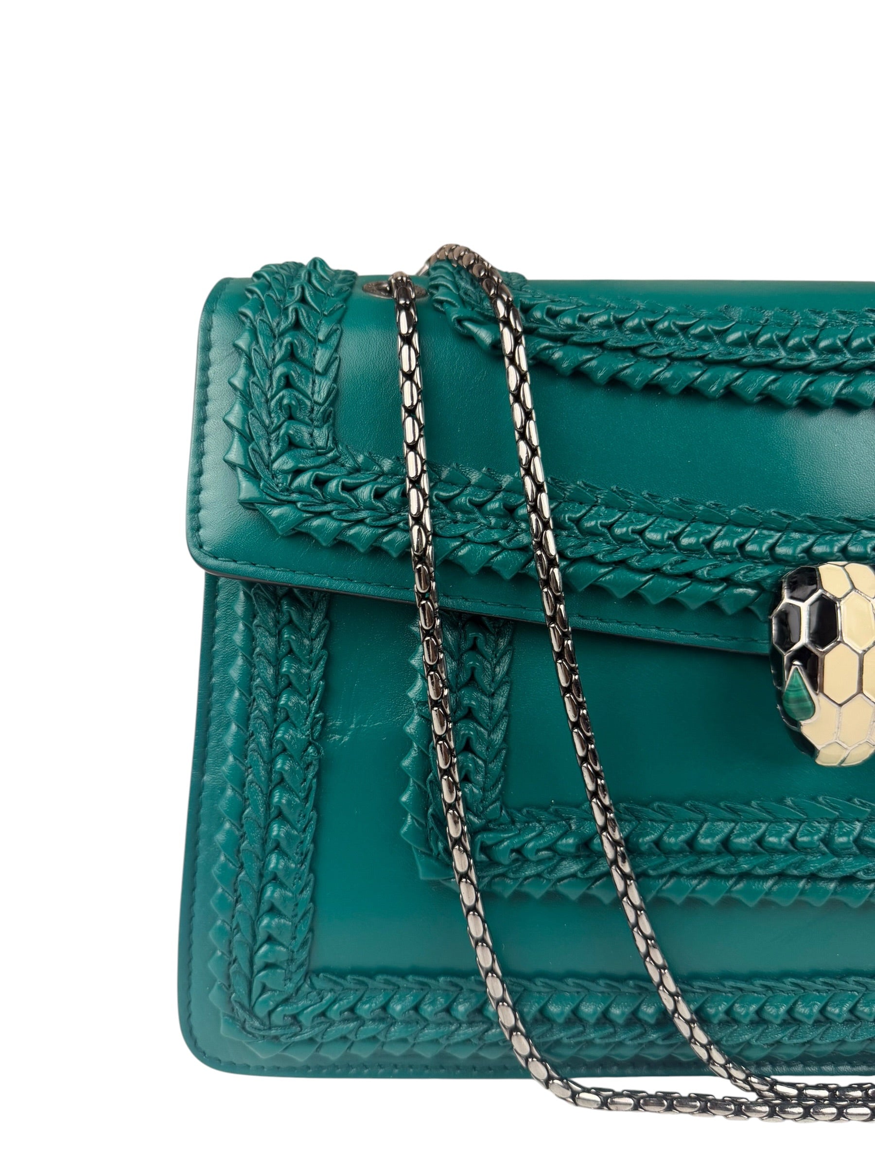 Bvlgari Green Leather Serpenti Forever Shoulder Bag