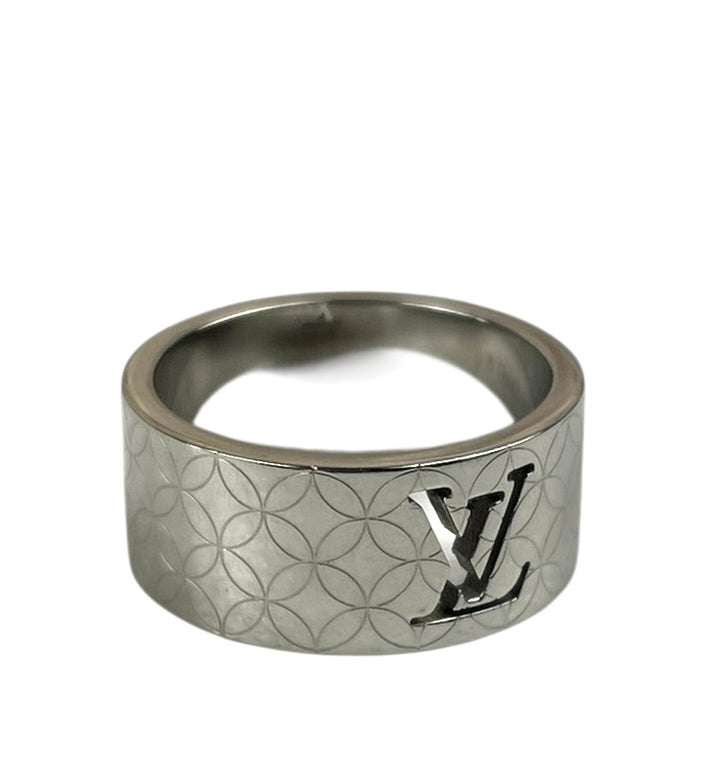 Louis Vuitton Silver Logo Cut-Out Ring