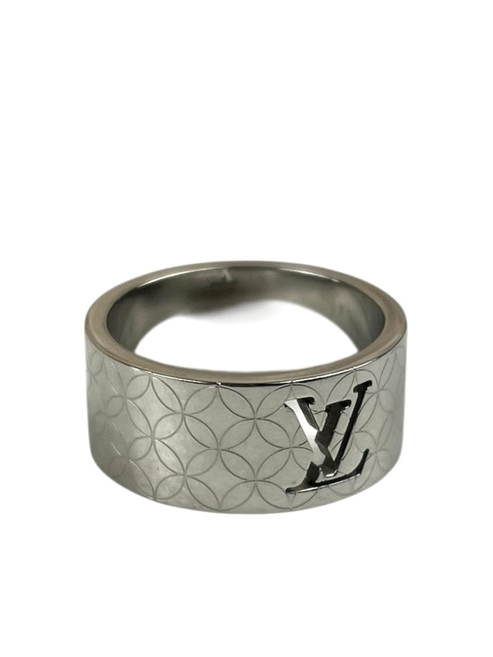 Louis Vuitton Silver Logo Cut-Out Ring