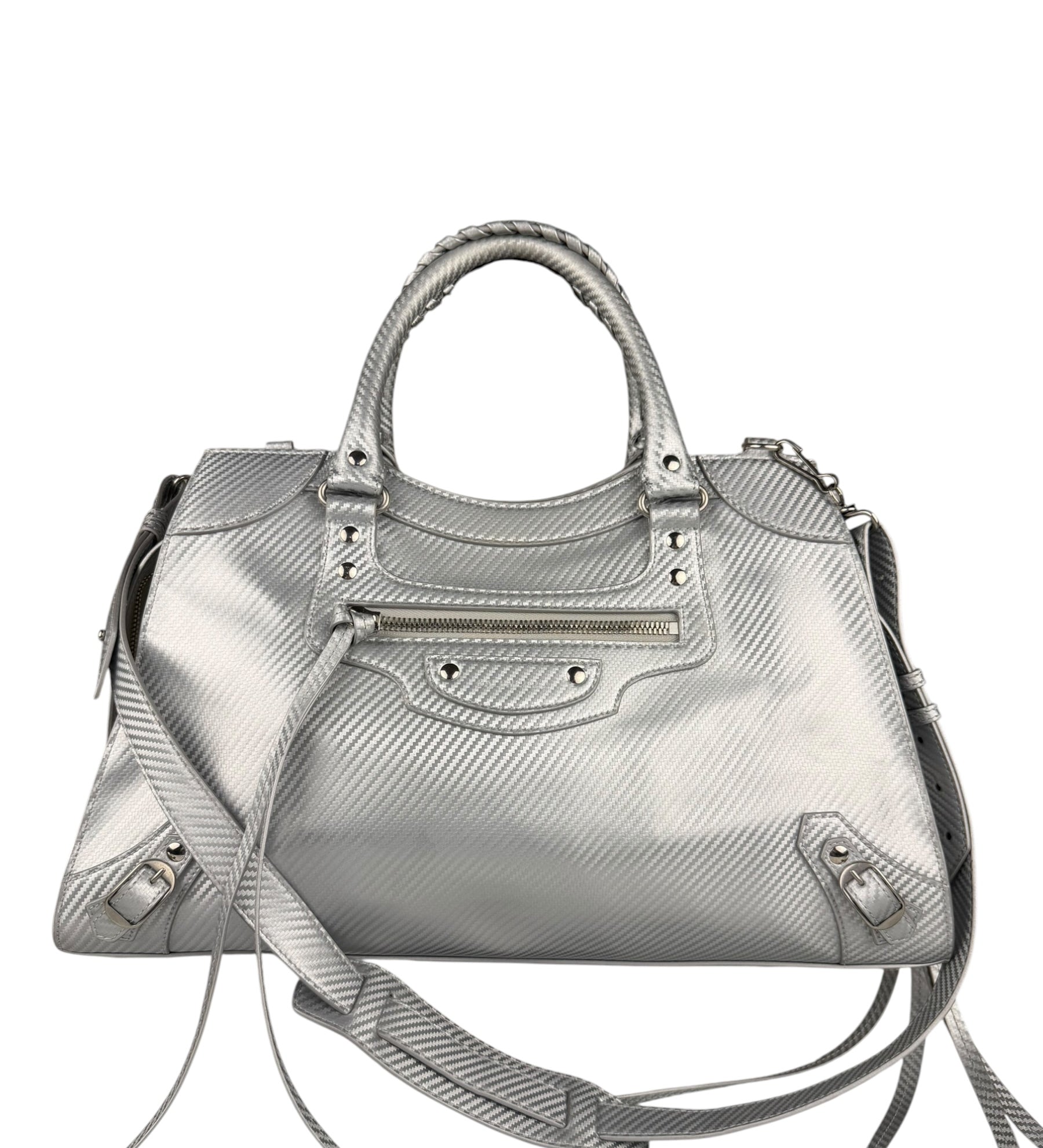 Balenciaga Carbon Fiber Silver Neo Classic City Bag Medium