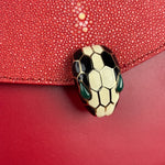 Bvlgari Red Calfskin Serpenti Forever Galuchat Crossbody Bag