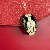 Bvlgari Red Calfskin Serpenti Forever Galuchat Crossbody Bag