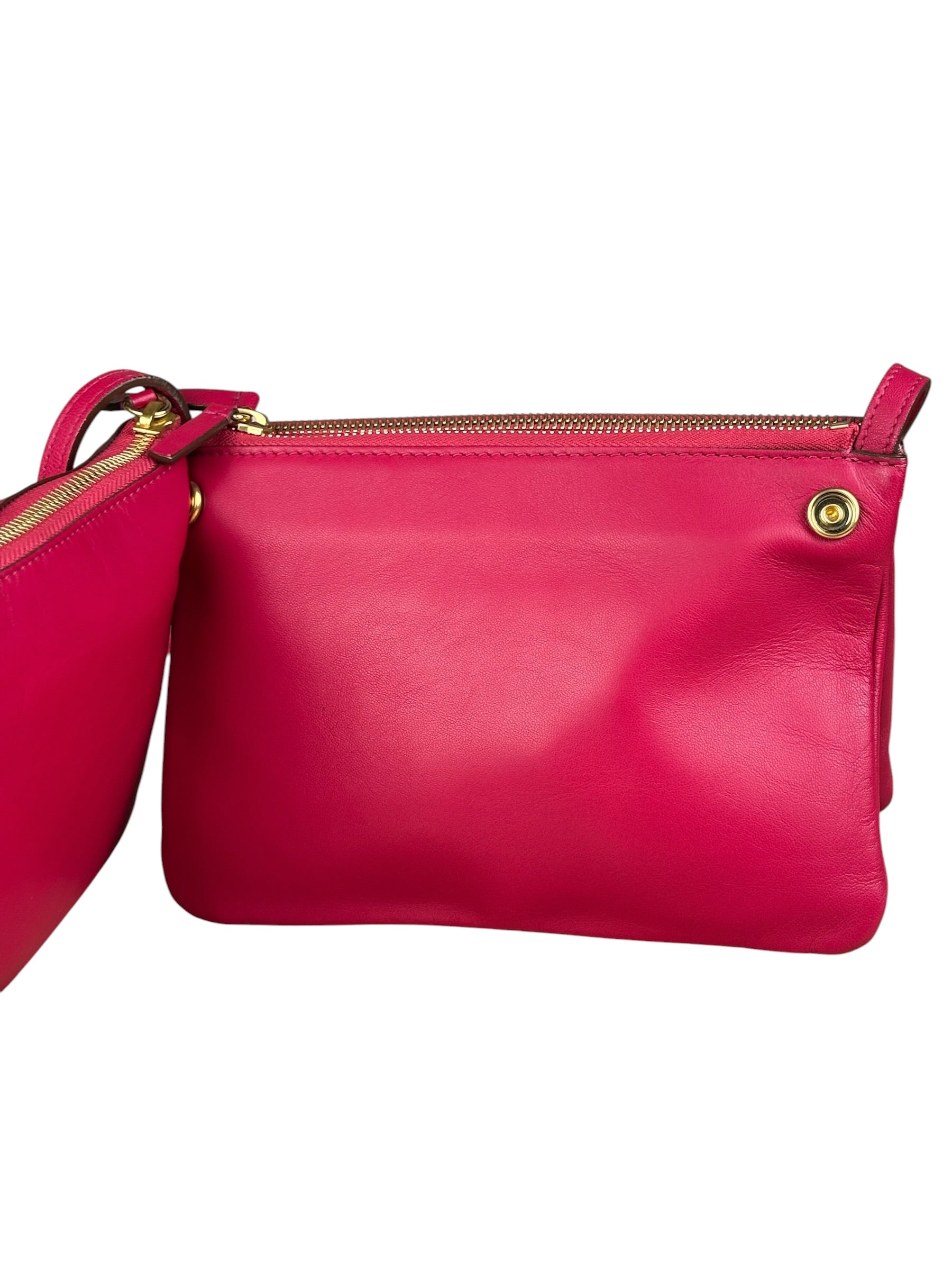 Celine Pink Leather Trio Crossbody Bag