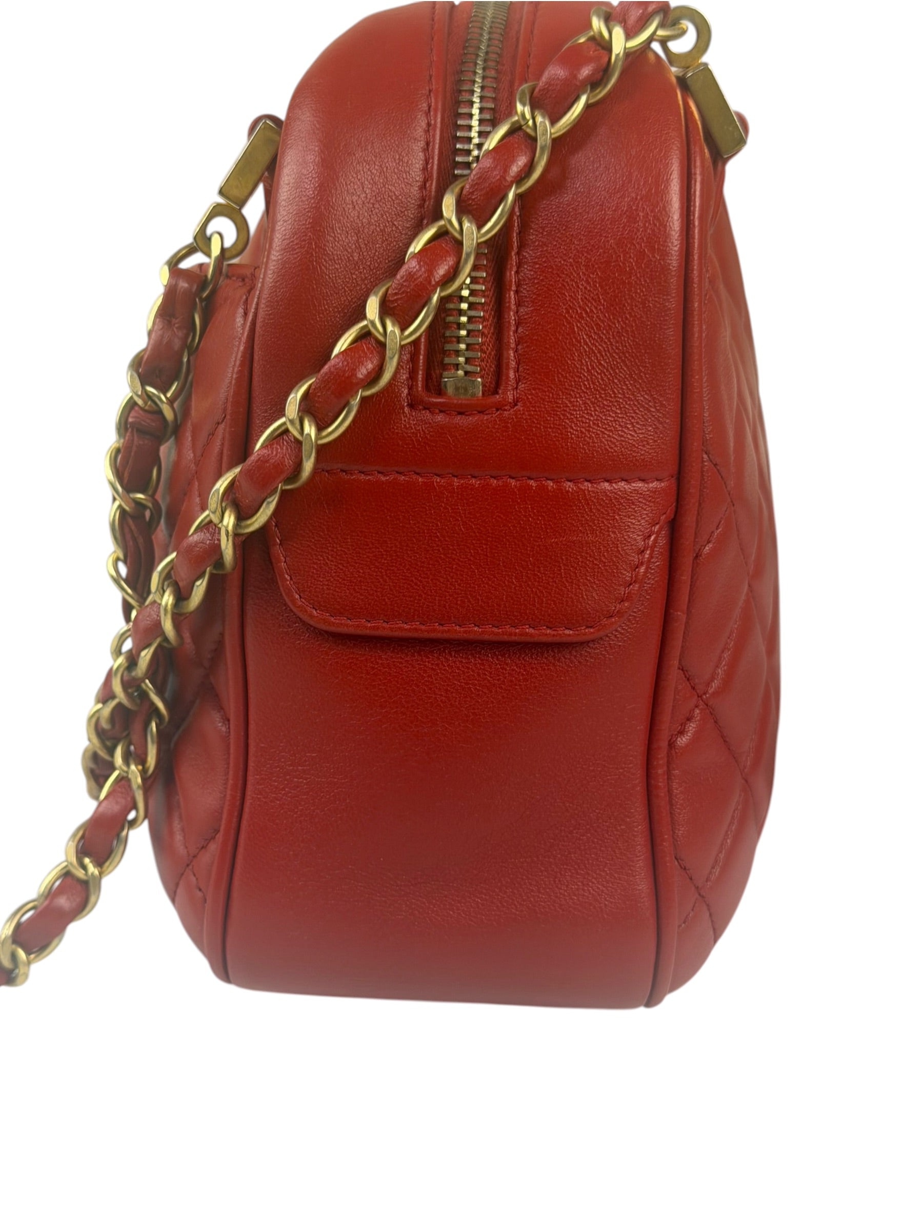 Chanel Red Quilted Leather Camera Bag 2012