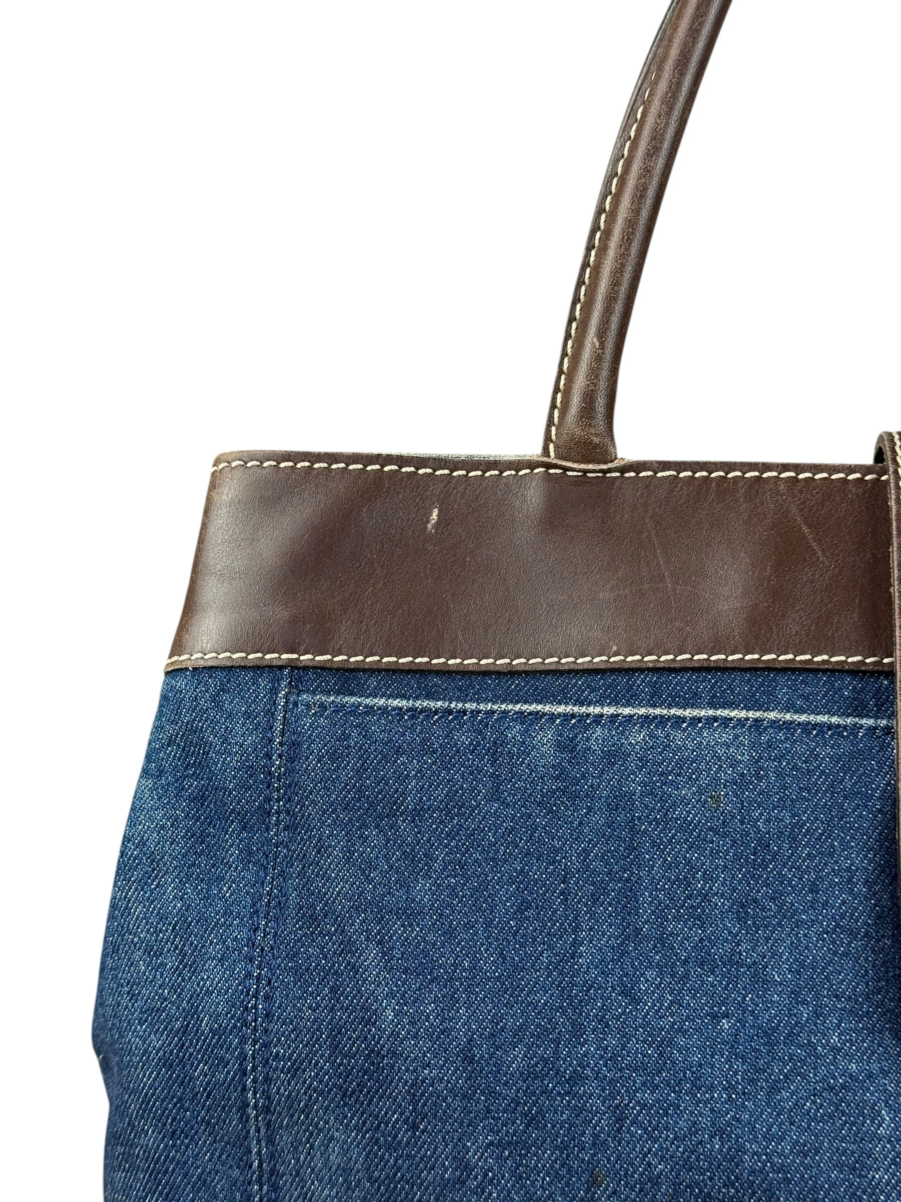 Chanel Denim CC Leather Lined Tote Bag 2001