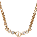 Christian Dior CD Crystal Rhinestone Gold Tone Necklace