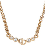 Christian Dior CD Crystal Rhinestone Gold Tone Necklace