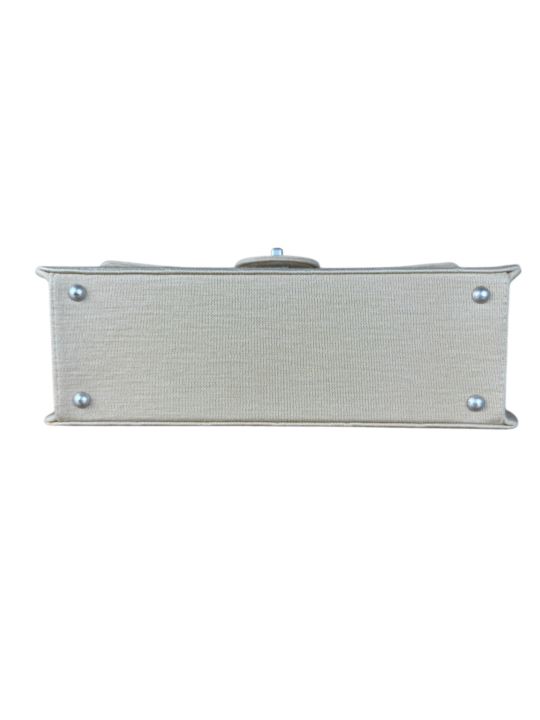 Chanel Beige Quilted Canvas Chain Flap Bag 1998