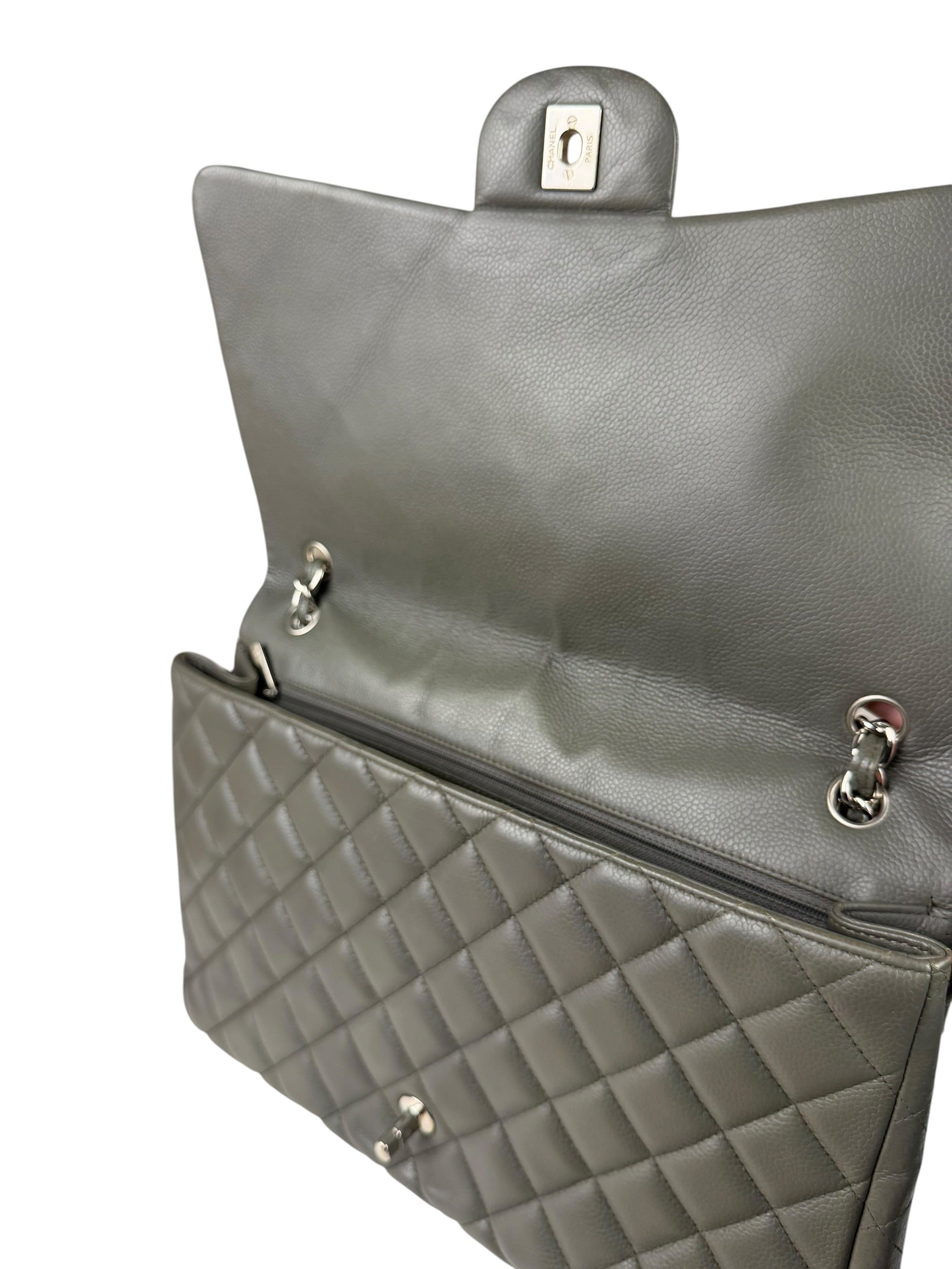 Chanel Grey Hue Caviar Quilted Jumbo Flap Bag 2010