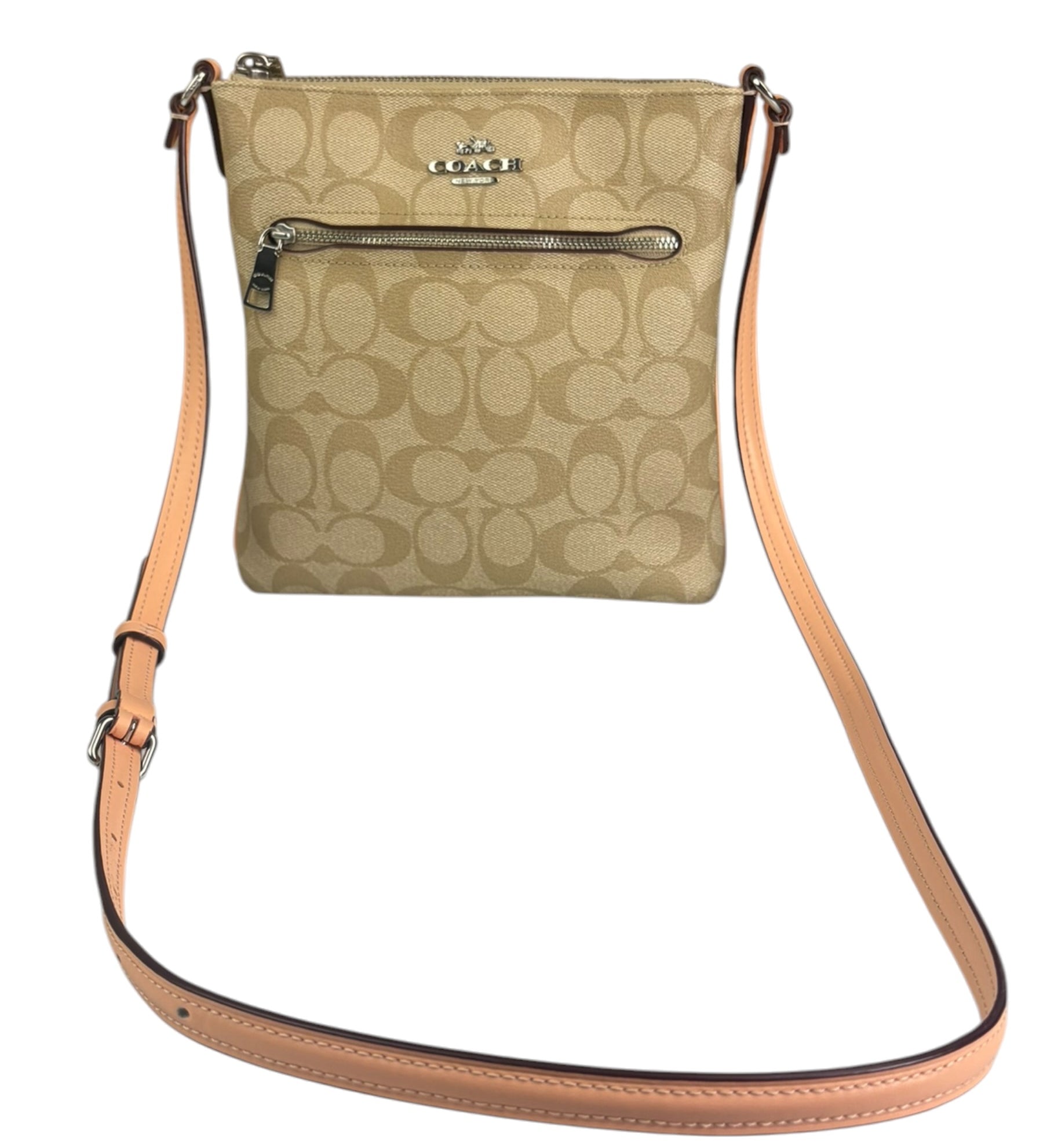 Coach Beige Leather Canvas Rowan File Crossbody Bag