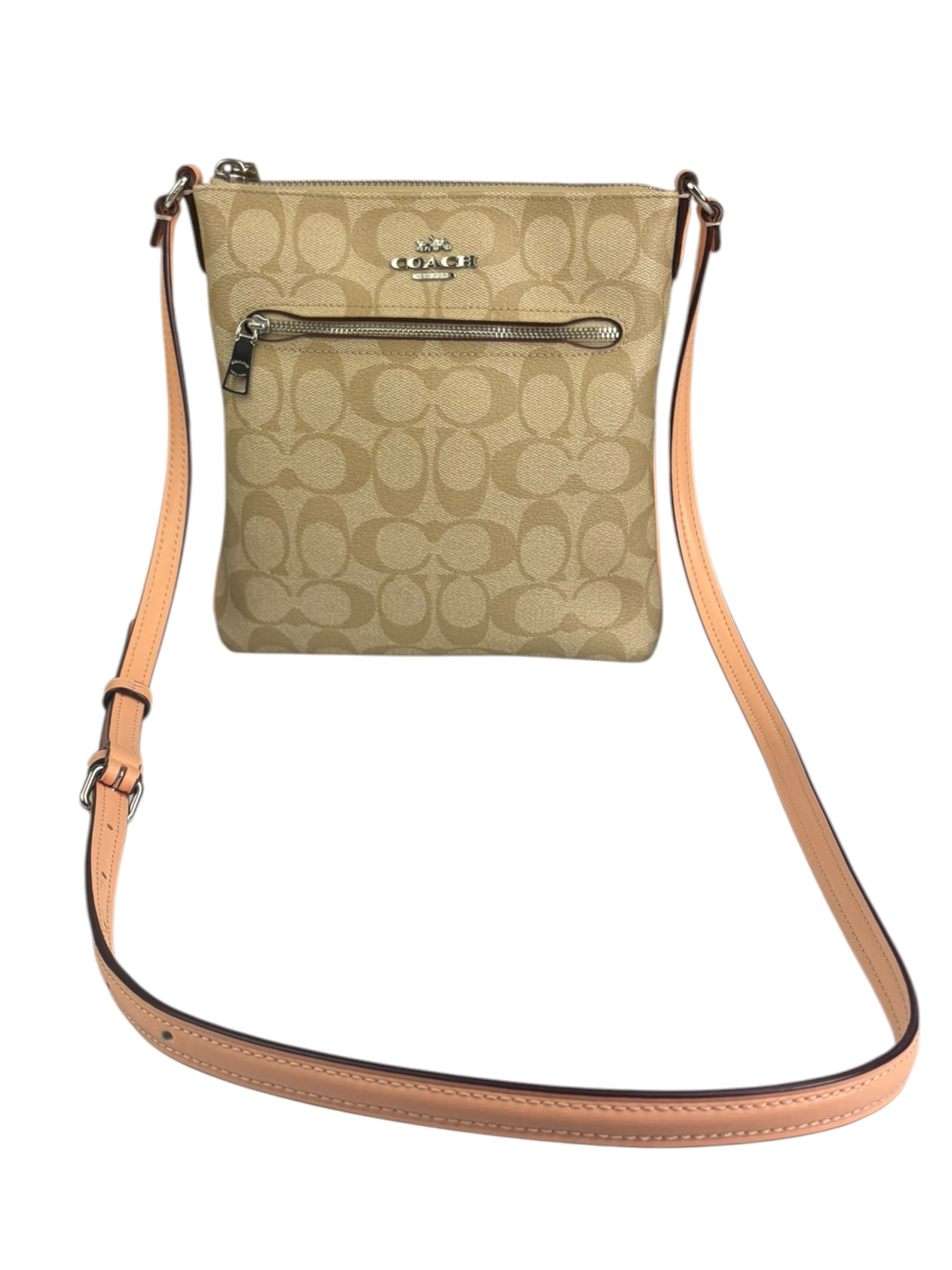 Coach Beige Leather Canvas Rowan File Crossbody Bag