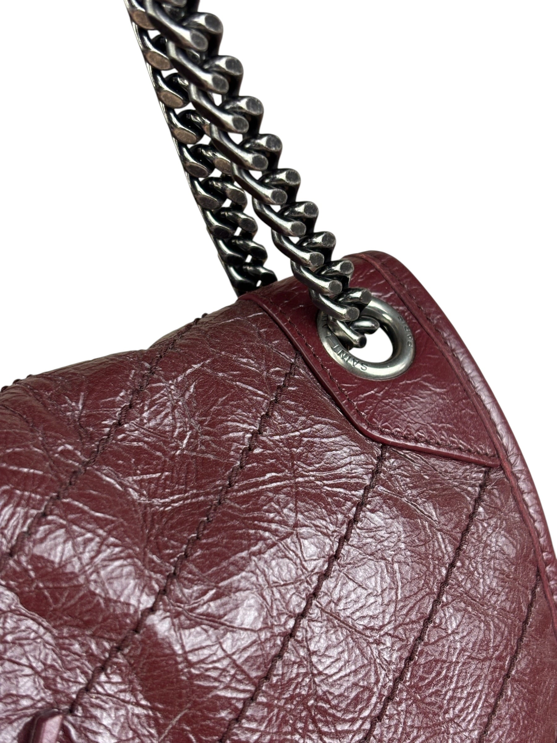 YSL Maroon Leather M Niki Shoulder Bag