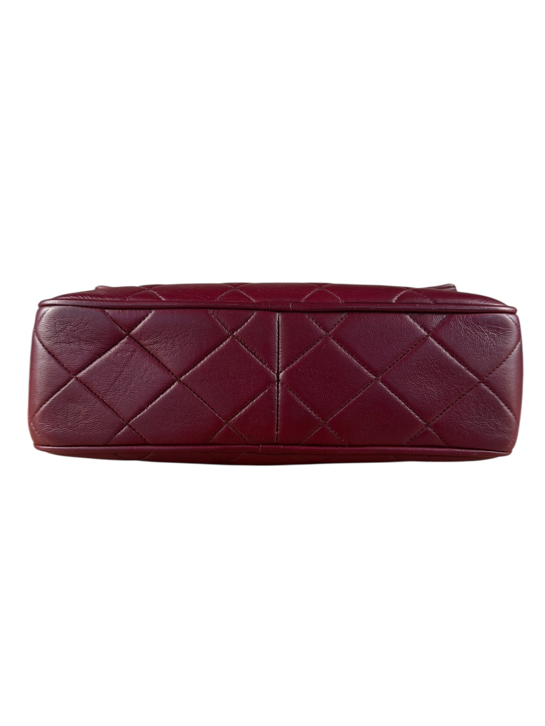 Chanel Vintage Burgundy Quilted Leather CC Camera Bag