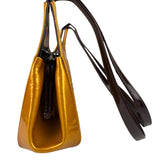 Chanel Mustard Yellow Patent Leather Chocolate Bar Hobo Bag 2002