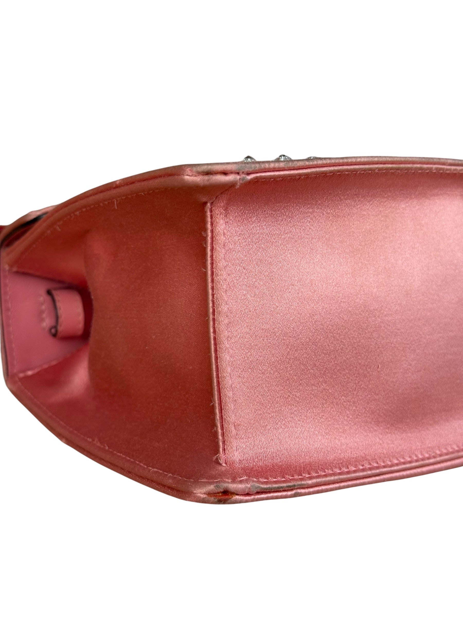 Gucci Sylvie Pink Mini Satin Embellished 2Way Handbag