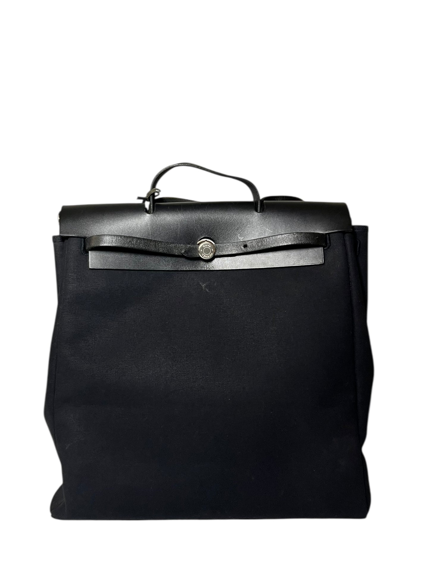 Hermes Black Toile Herbag 39 Handbag