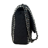 Chanel Black CC Quilted Jersey and Tweed Chain Flap Bag 2014