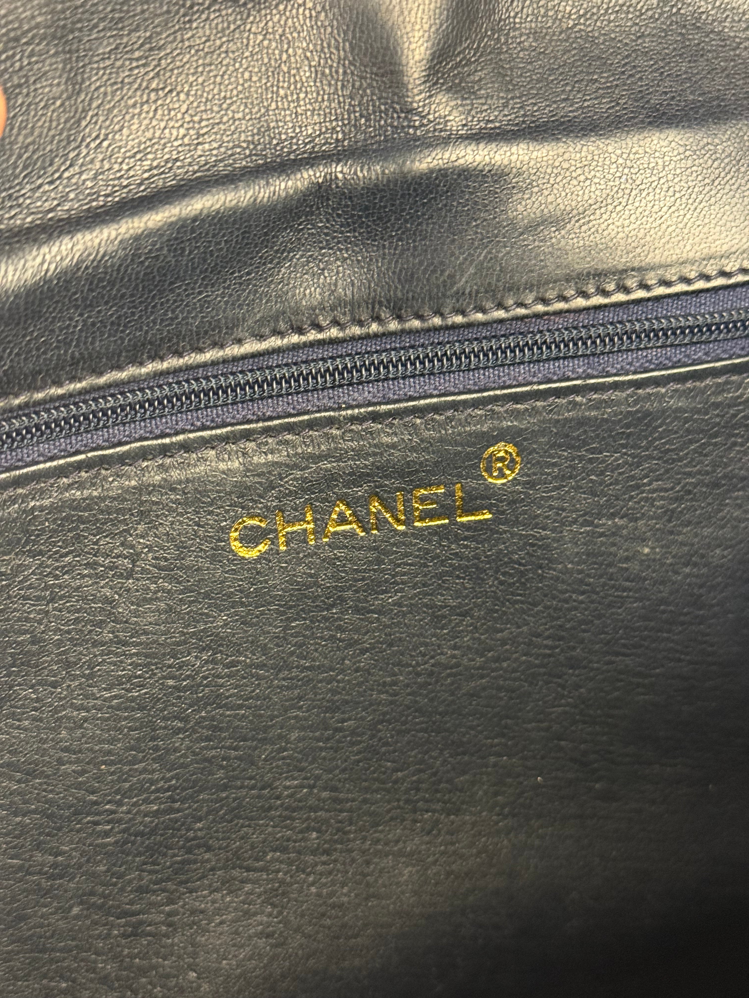 Chanel Black Diamond Stitch Flap CC Bag 1988