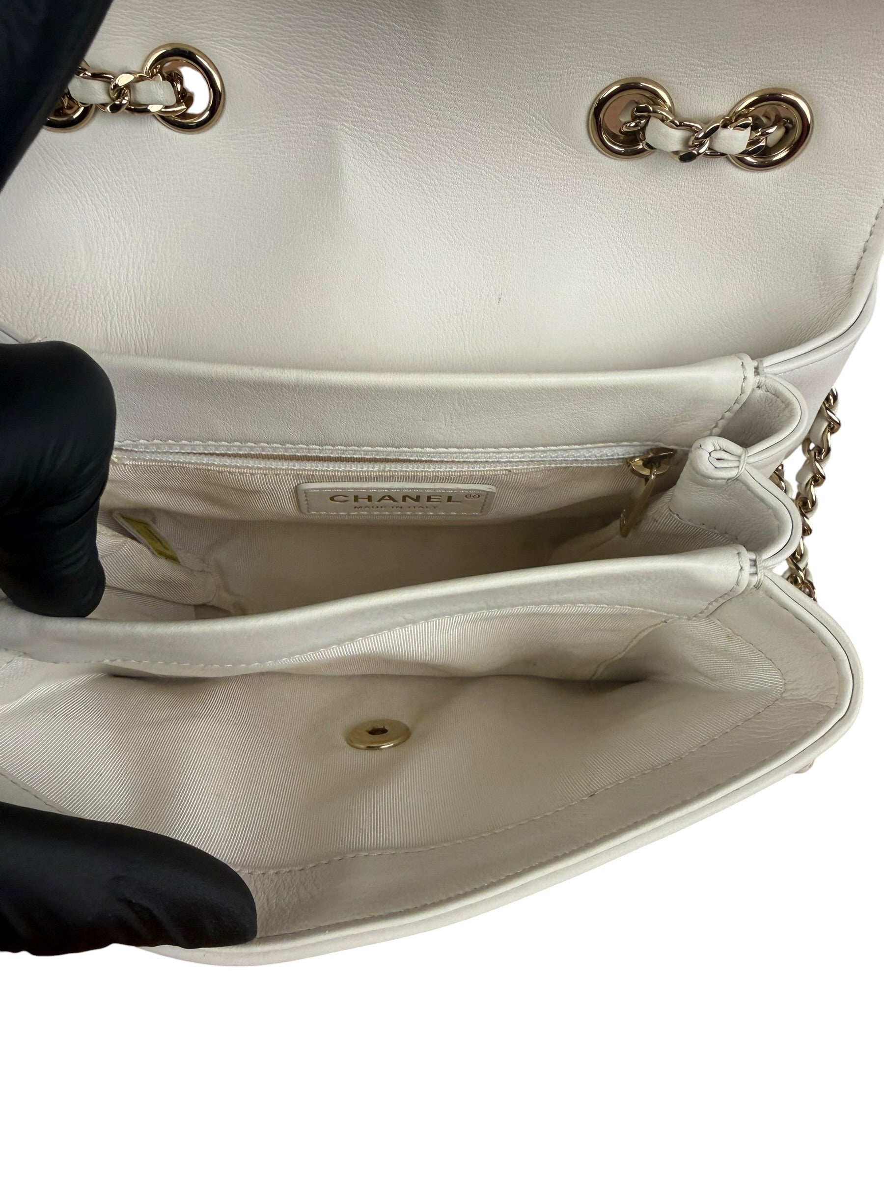 Chanel White Leather Mini Shoulder Bag 1992