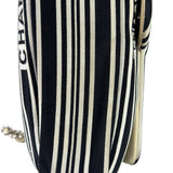 Chanel Black/White Leather Trim/Cloth Venise Biarritz Flap Bag 2019