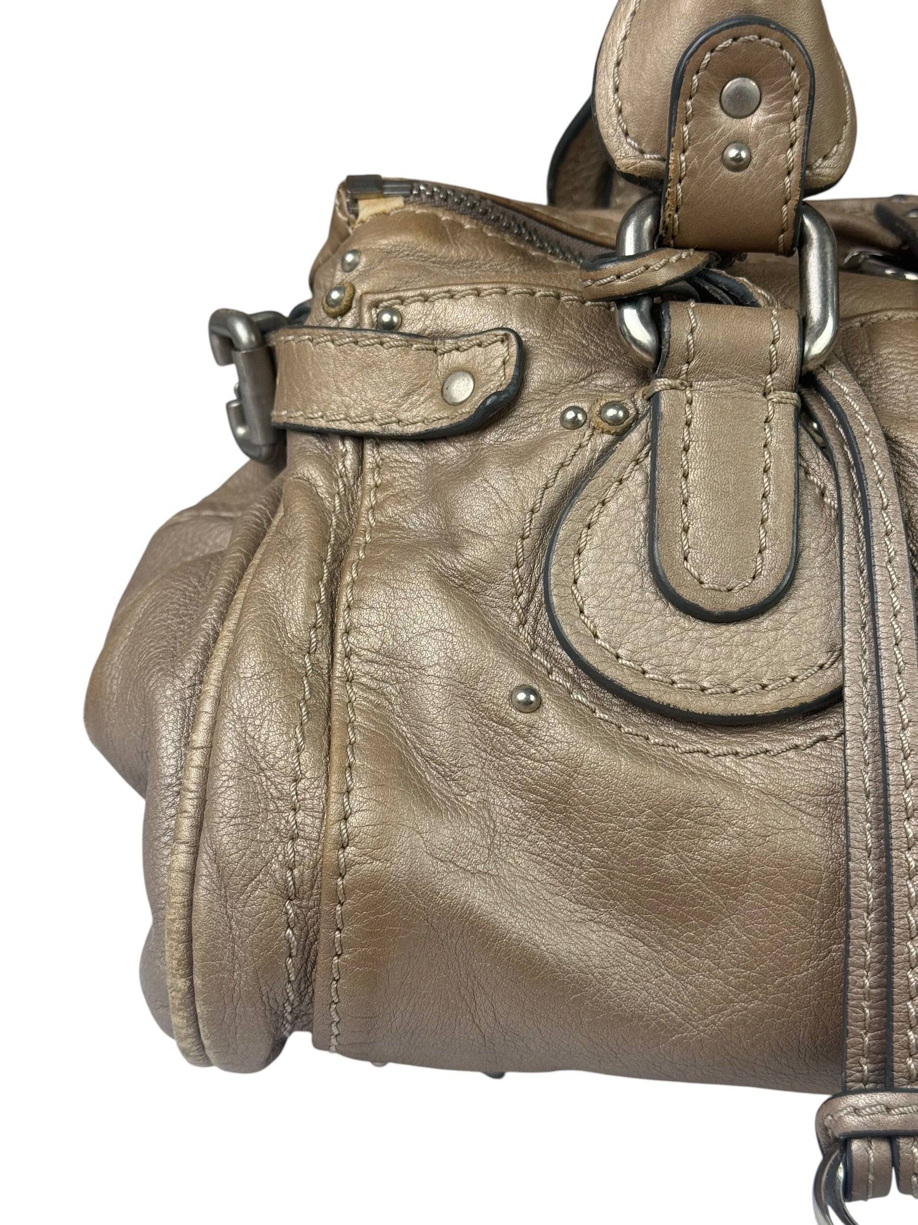 Chloe Bronze Leather Paddington Shoulder Bag