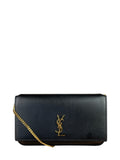 YSL Black Leather Cassandre Shoulder Bag