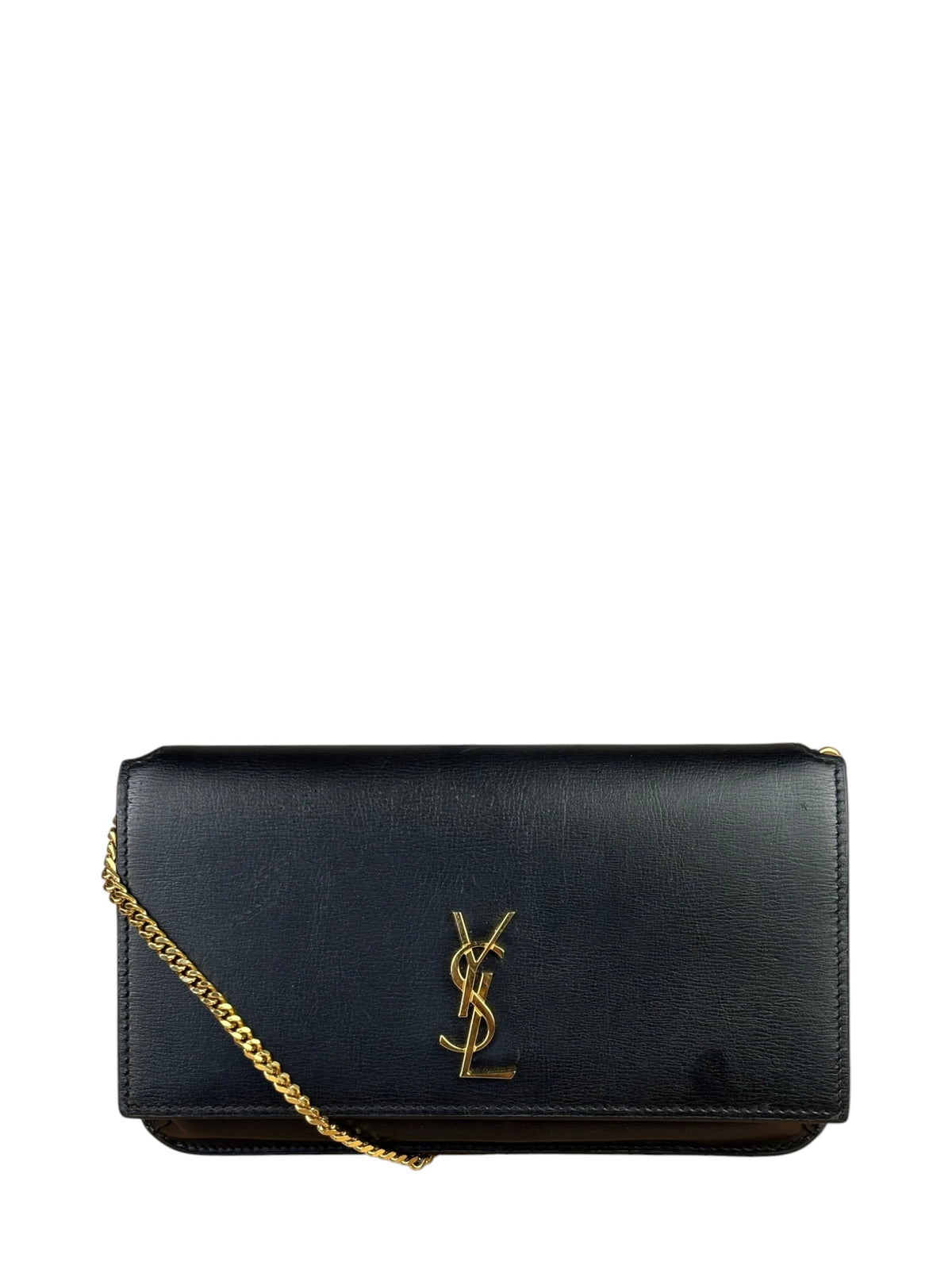 YSL Black Leather Cassandre Shoulder Bag