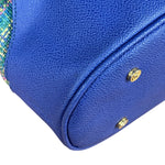 Vivienne Westwood Blue/Green Woven Plaid Saturn Shoulder Bag