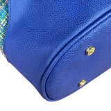 Vivienne Westwood Blue/Green Woven Plaid Saturn Shoulder Bag