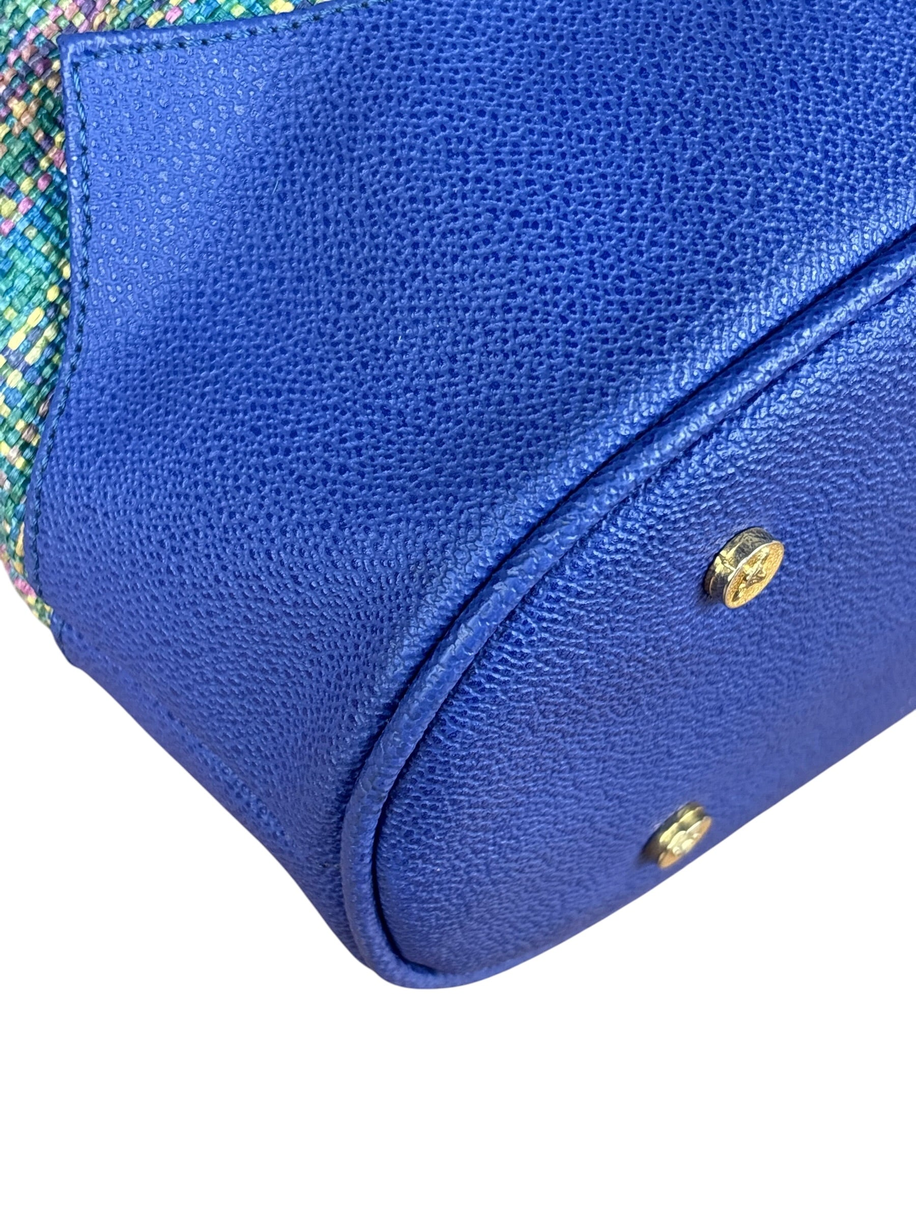 Vivienne Westwood Blue/Green Woven Plaid Saturn Shoulder Bag