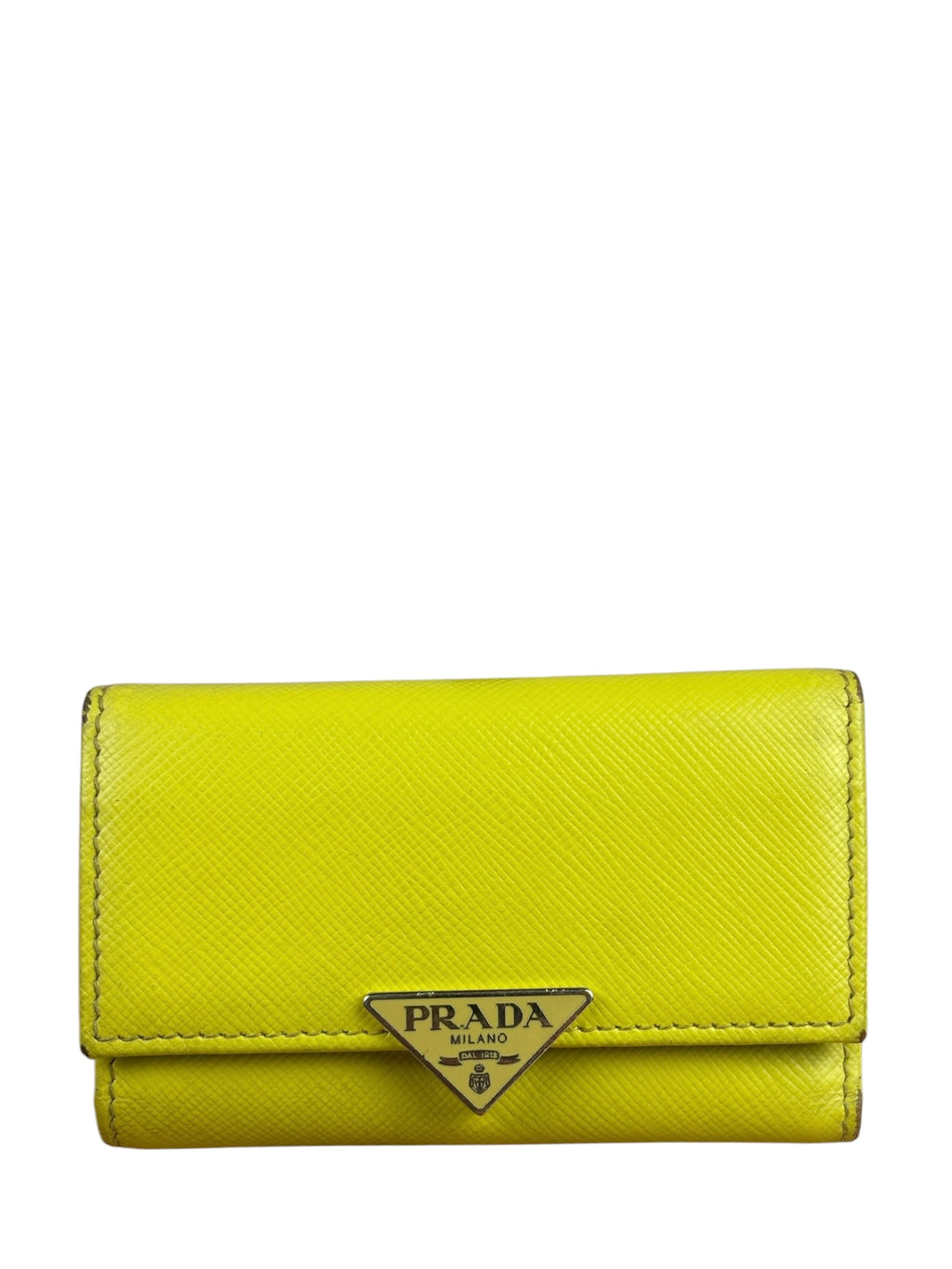 Prada Yellow Saffiano Leather Small Key Holder