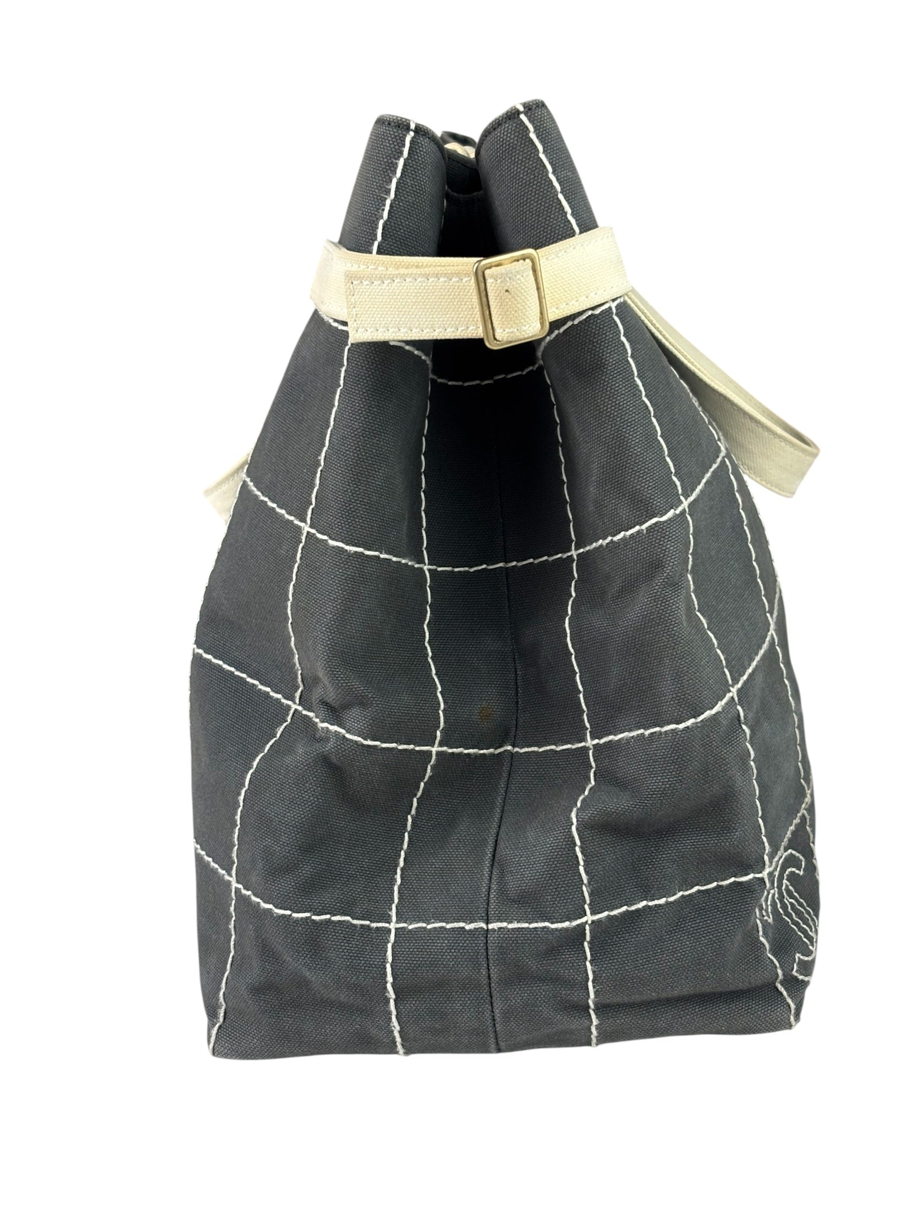Chanel Vintage Large Square Quilt Tote Faded Black 2003