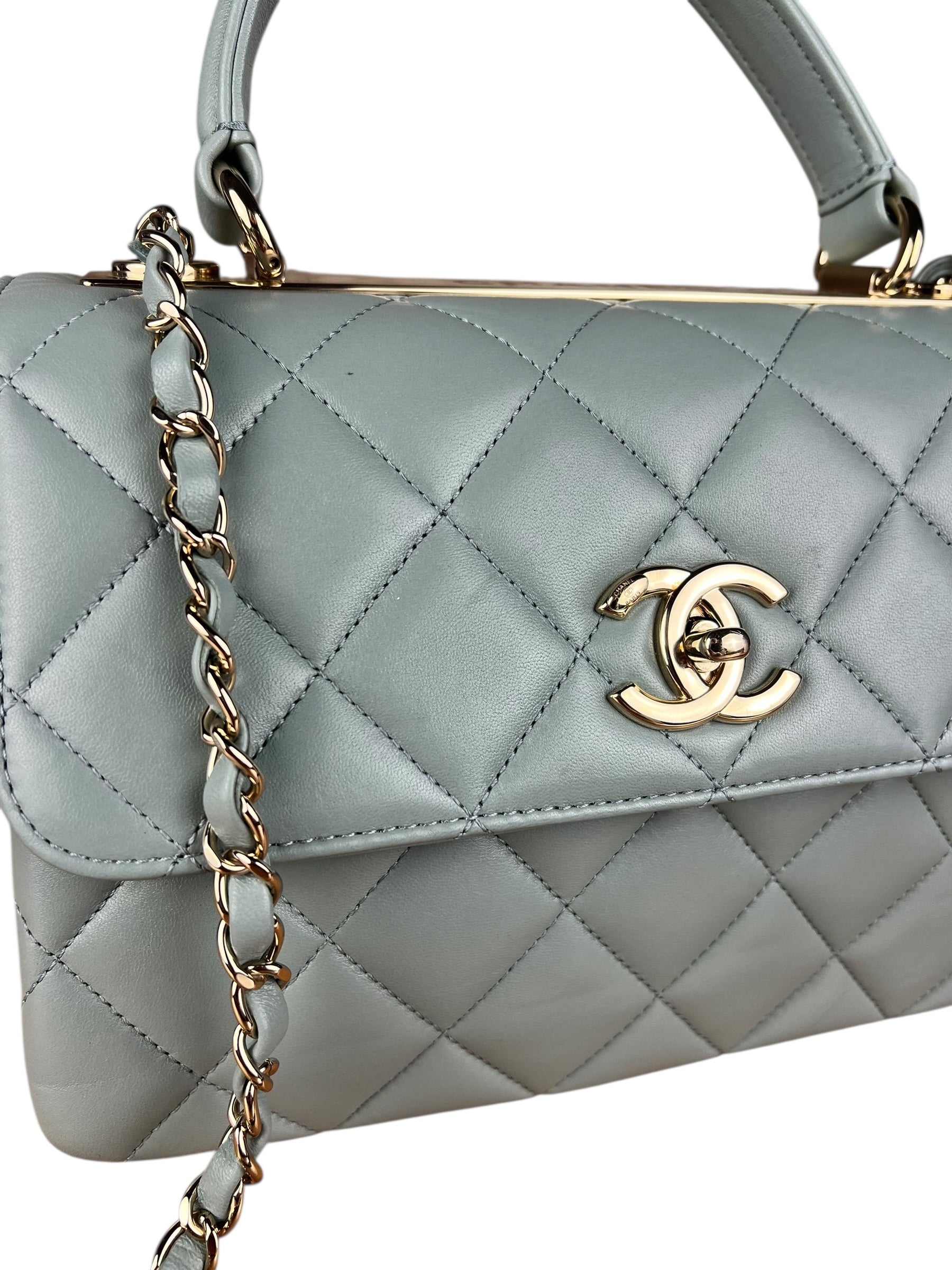 Chanel CC Trendy Blue Leather Flap Top Handle Bag