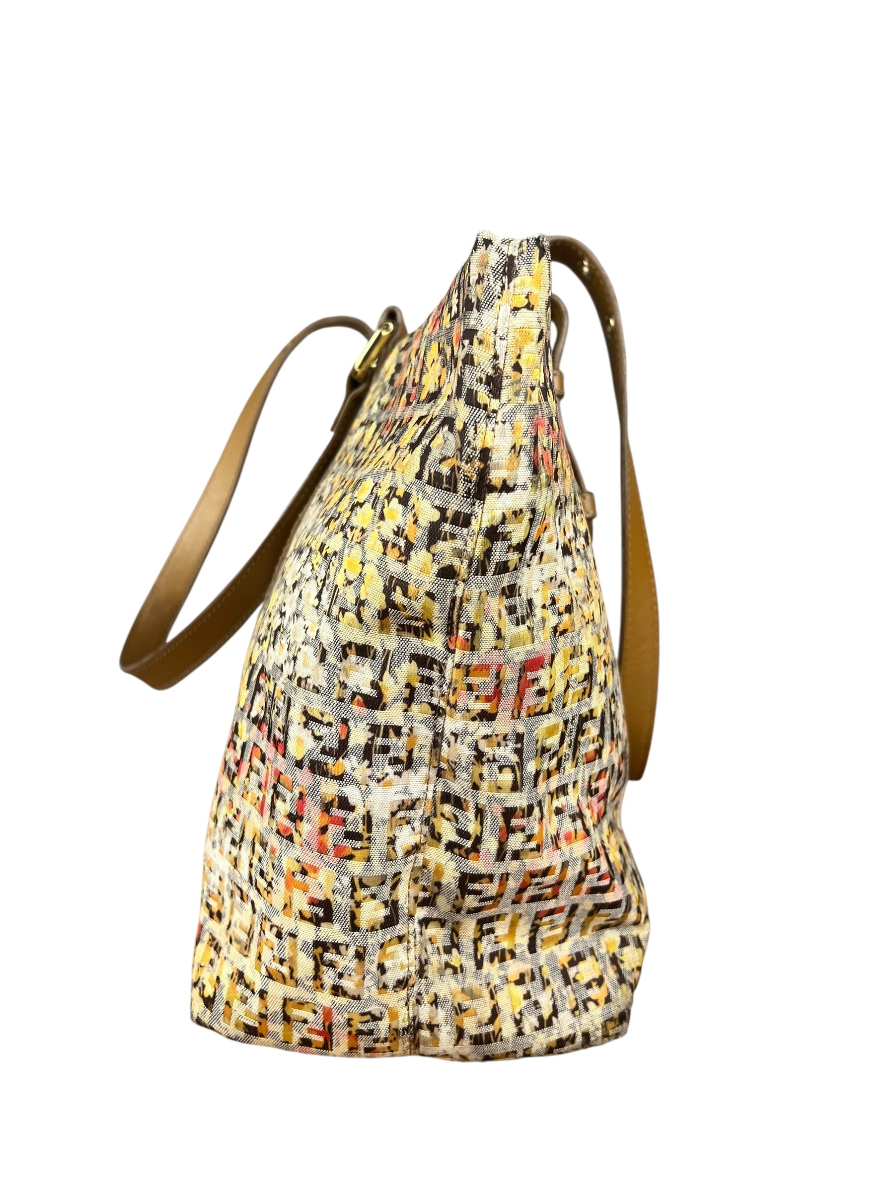 Fendi FF Floral Zucchino Shoulder Tote