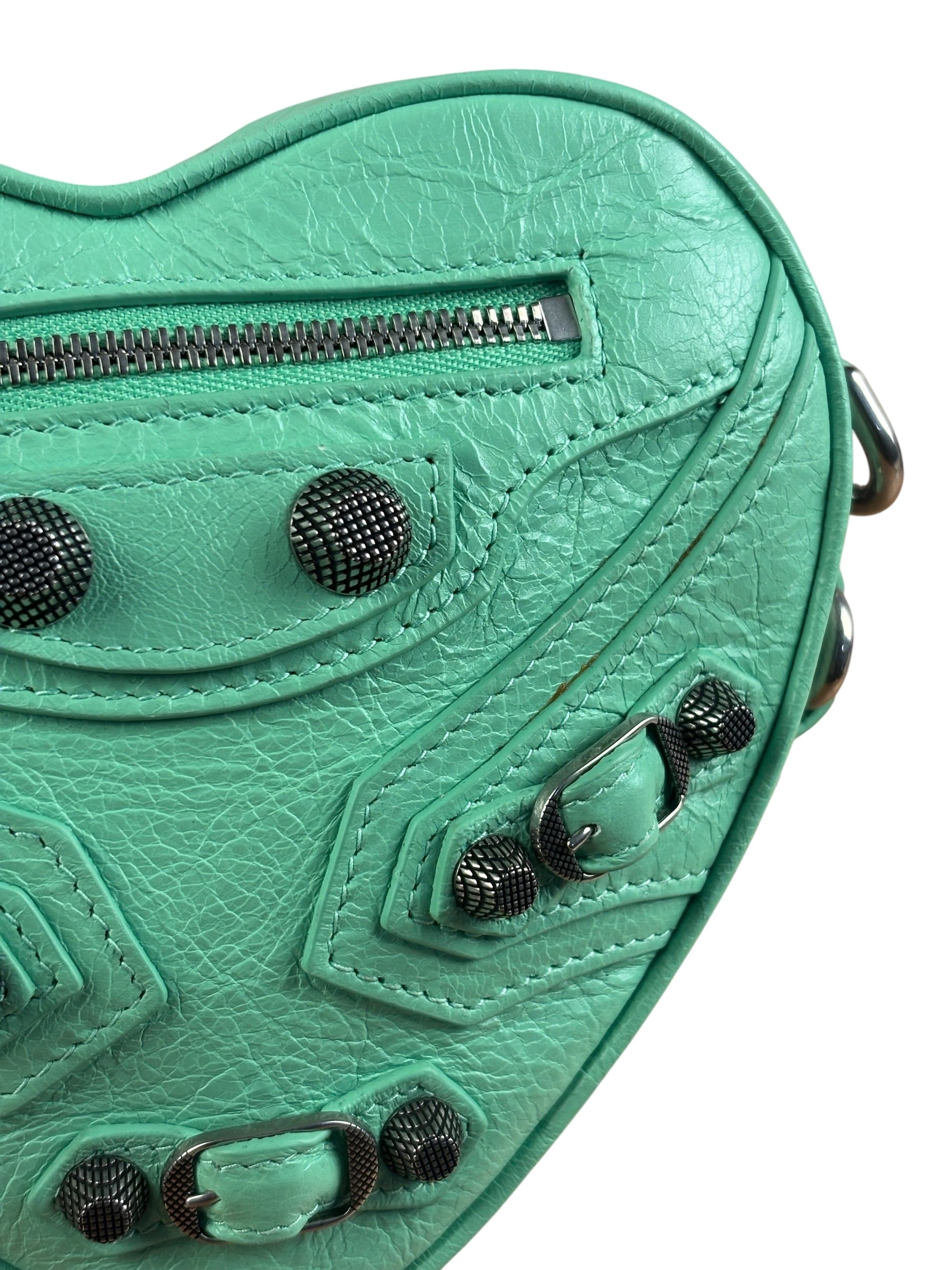Balenciaga Green Le Cagole Heart Mini Bag